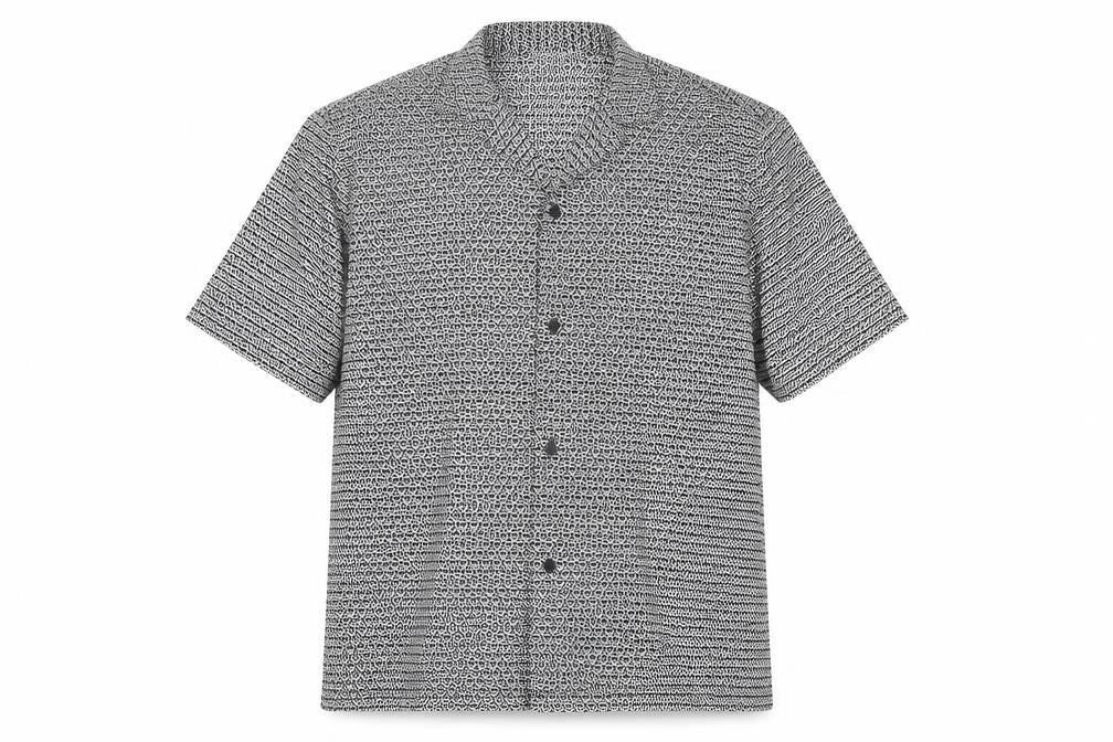 Front view of Marks & Spencer Men's Black Geometric Shirt L