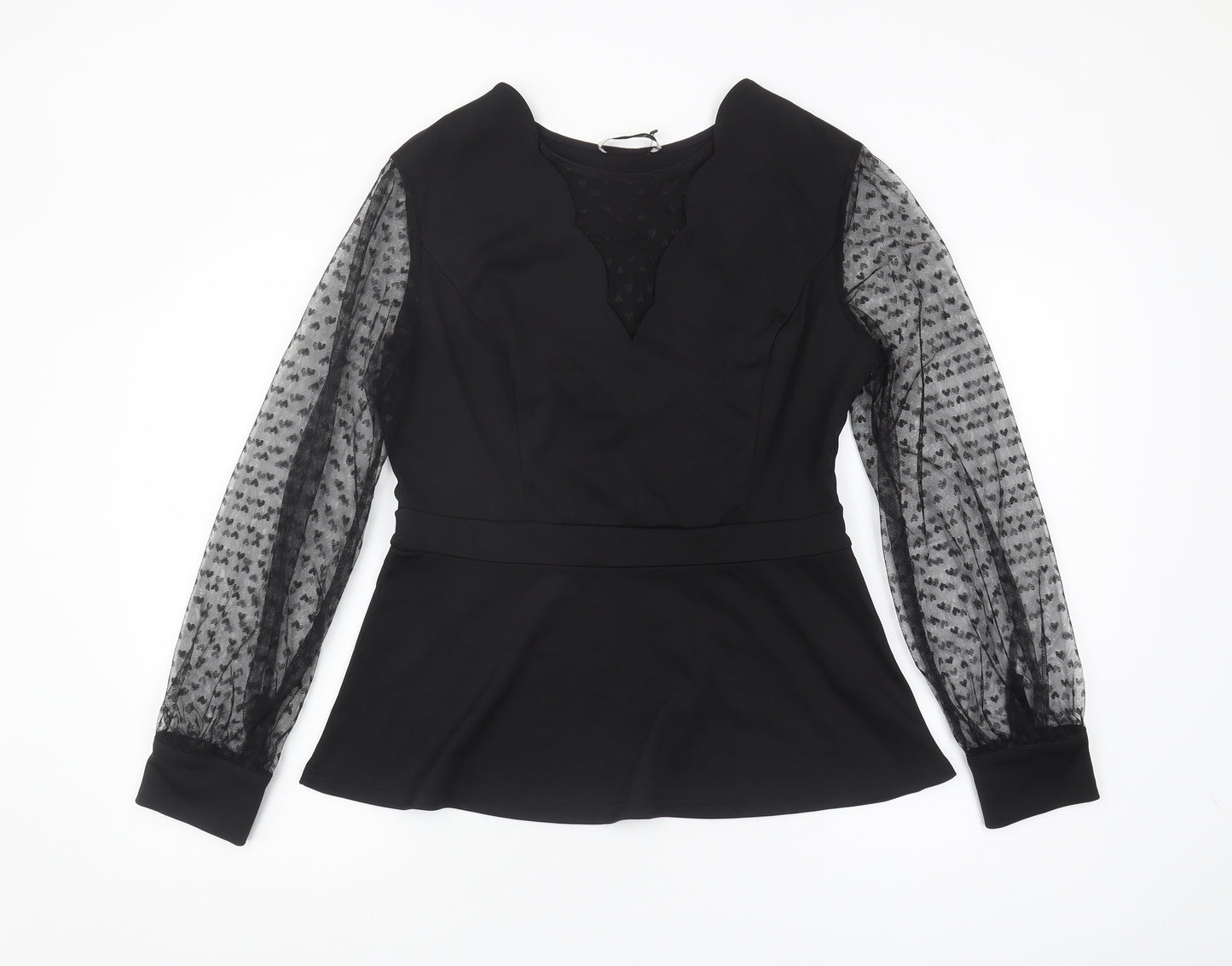 Grace Karin Women's Black V-Neck Blouse, Elegant Long Sleeve Top