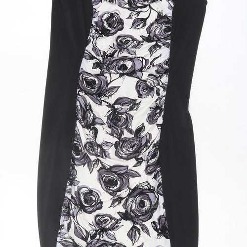 Phase Eight Women's Black Floral Bodycon Dress, Size 12