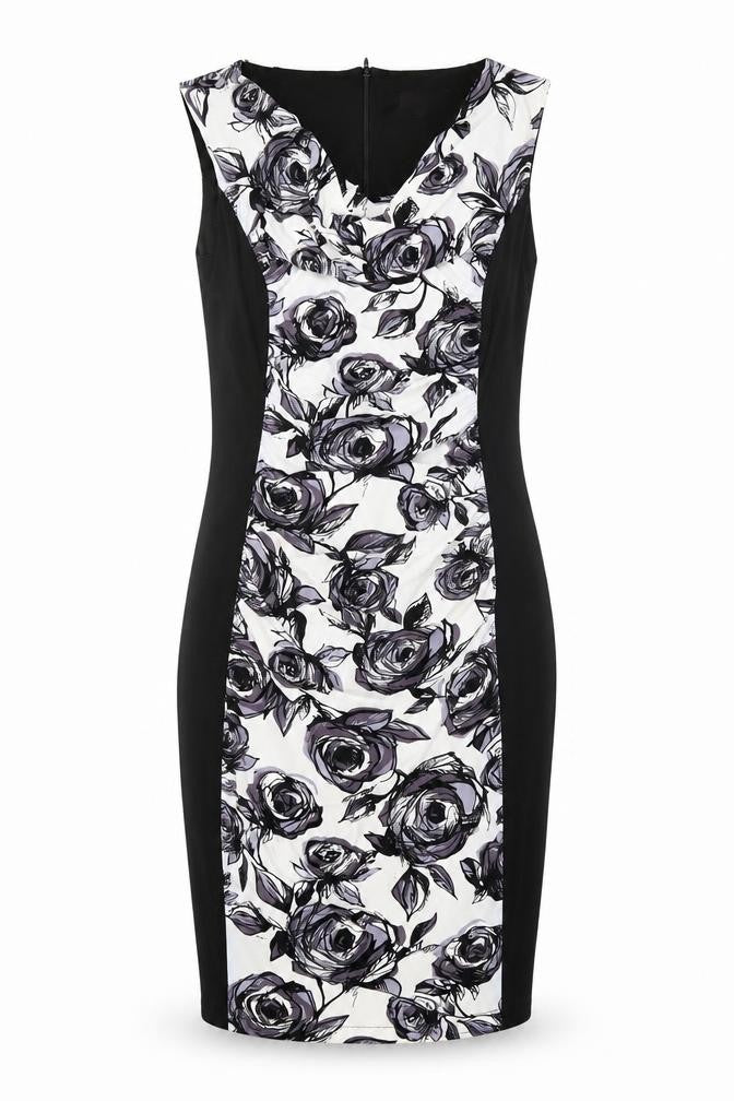 Phase Eight Women's Black Floral Bodycon Dress, Size 12