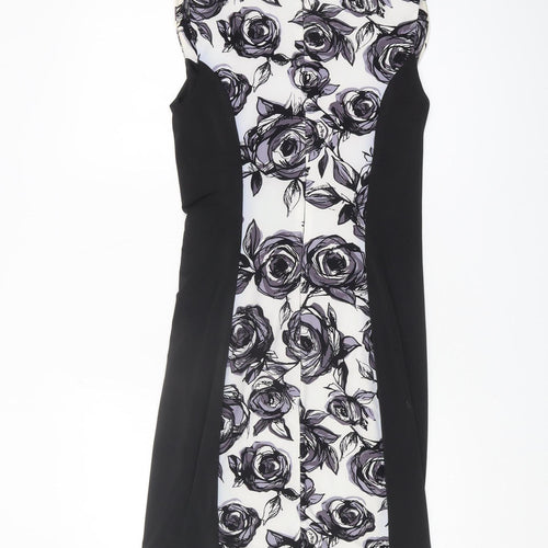Phase Eight Women's Black Floral Bodycon Dress, Size 12