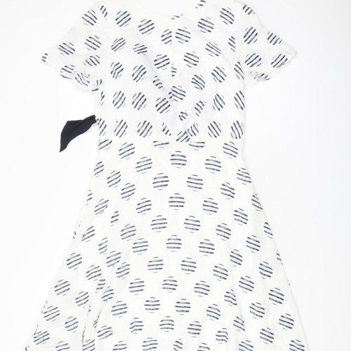 Mint Velvet Women's White Polka Dot Dress - Size 12