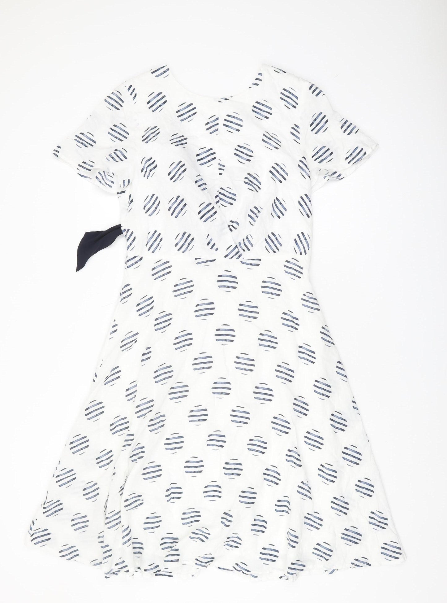 Mint Velvet Women's White Polka Dot Dress - Size 12