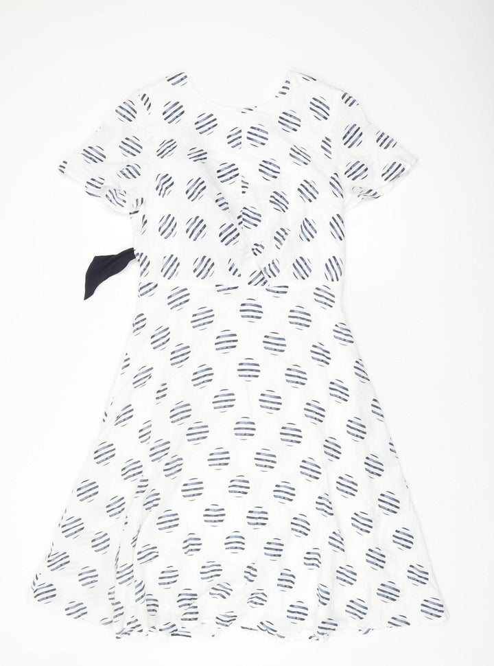Mint Velvet Women's White Polka Dot Dress - Size 12
