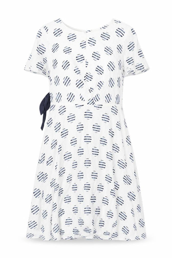 Front view of Mint Velvet Women's White Polka Dot Dress -, size 12