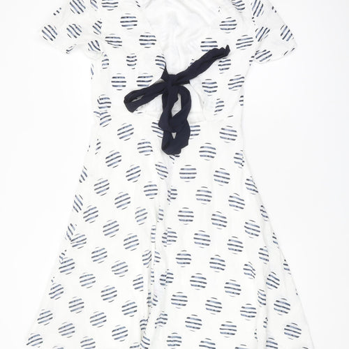 Mint Velvet Women's White Polka Dot Dress - Size 12