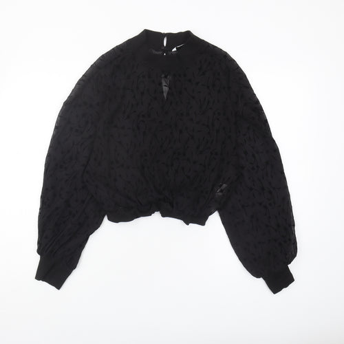 Zara Women's Black Blouse, Size 12, Balloon Sleeve