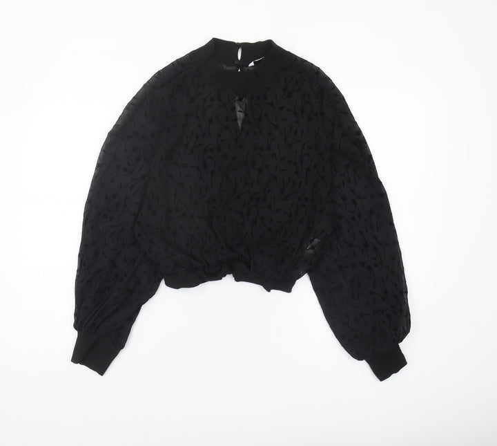 Zara Women's Black Blouse, Size 12, Balloon Sleeve