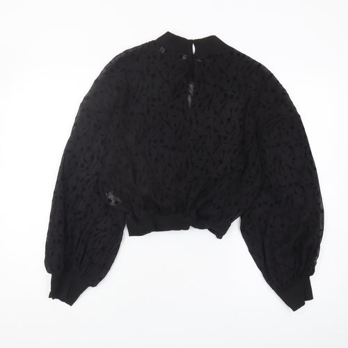 Zara Women's Black Blouse, Size 12, Balloon Sleeve