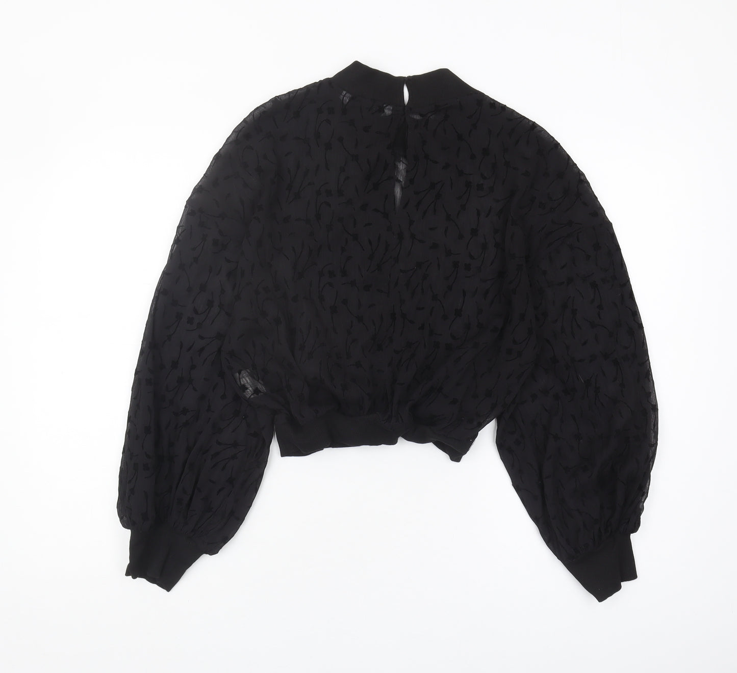 Zara Women's Black Blouse, Size 12, Balloon Sleeve