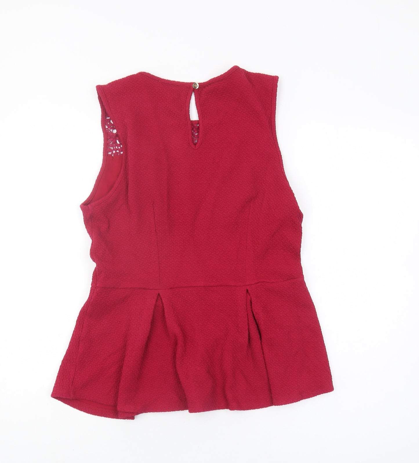 Oasis Women Red Blouse M Crochet Detail Sleeveless