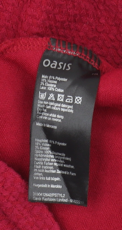 Oasis Women Red Blouse M Crochet Detail Sleeveless