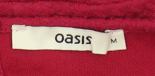Oasis Women Red Blouse M Crochet Detail Sleeveless