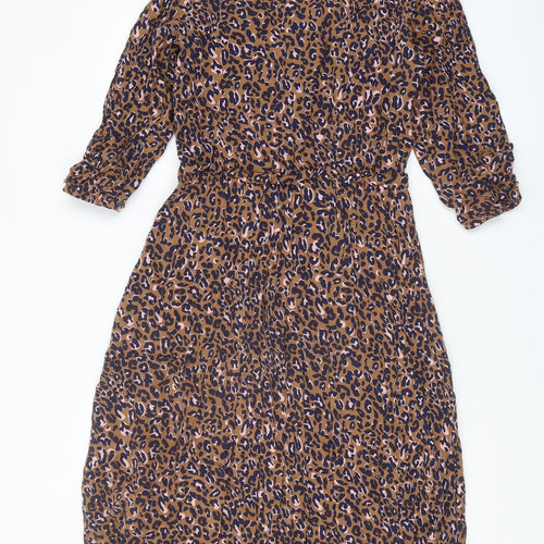 Joules Women's Brown Animal Print A-Line Midi Dress 12