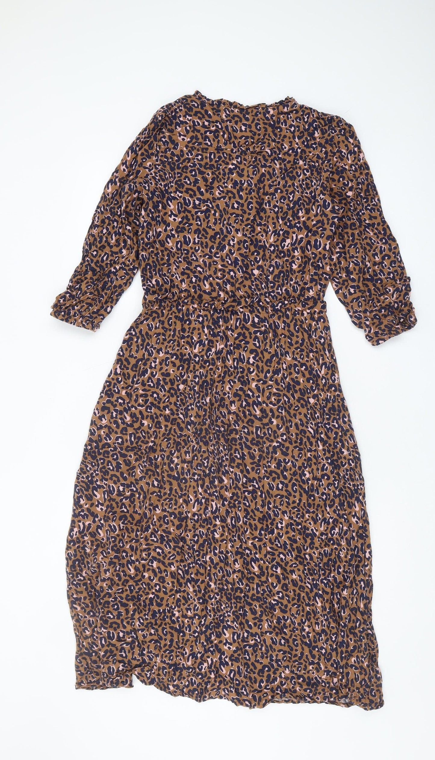Joules Women's Brown Animal Print A-Line Midi Dress 12