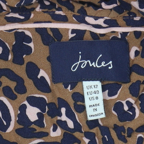 Joules Women's Brown Animal Print A-Line Midi Dress 12