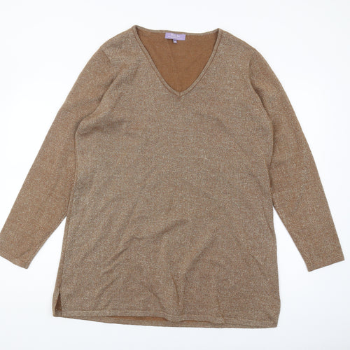 Michele Hope Women's Brown V-Neck Pullover Jumper Size 18