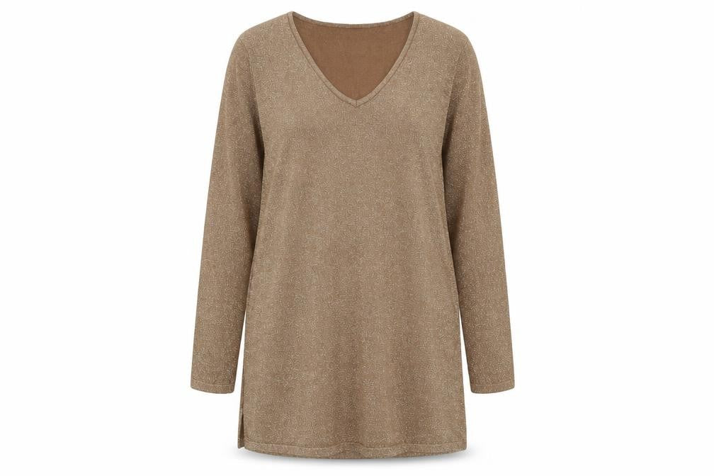 Front view of Michele Hope Women's Brown V-Neck jumper, size 18