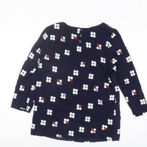 White Stuff Women's Blue Floral Top UK 8 Boat Neck