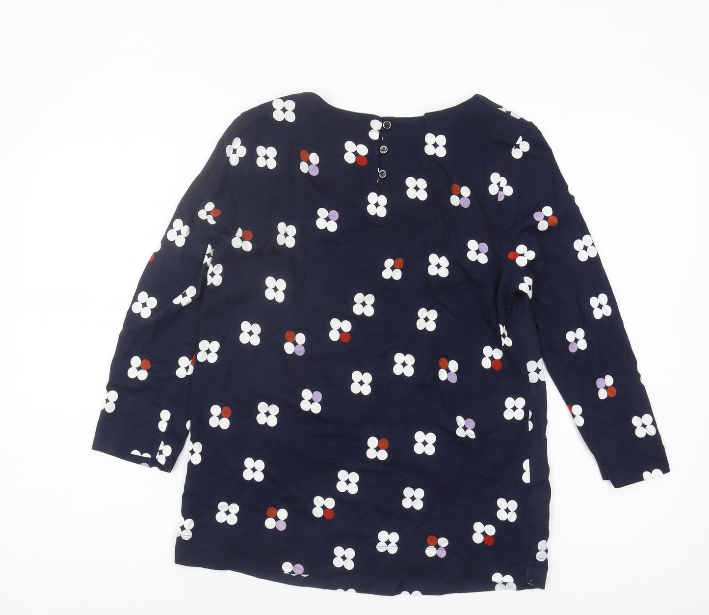 White Stuff Women's Blue Floral Top UK 8 Boat Neck