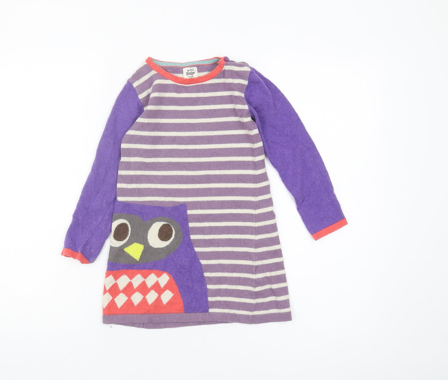 Mini Boden Girls Purple Striped Tunic Jumper 5-6 Years