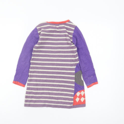 Mini Boden Girls Purple Striped Tunic Jumper 5-6 Years