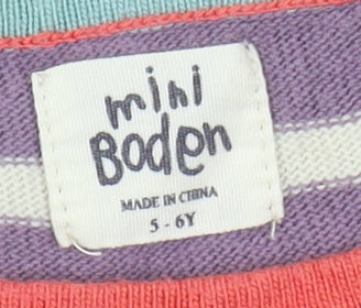 Mini Boden Girls Purple Striped Tunic Jumper 5-6 Years