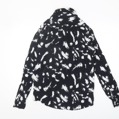 Zara Women's Black Animal Print Button-Up Shirt Size 10