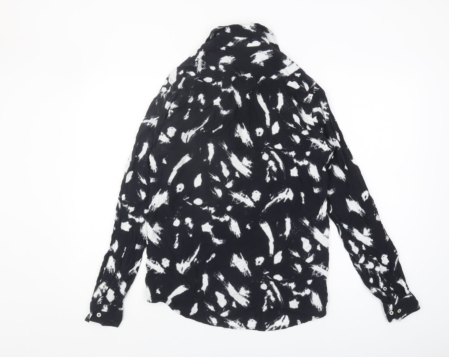 Zara Women's Black Animal Print Button-Up Shirt Size 10