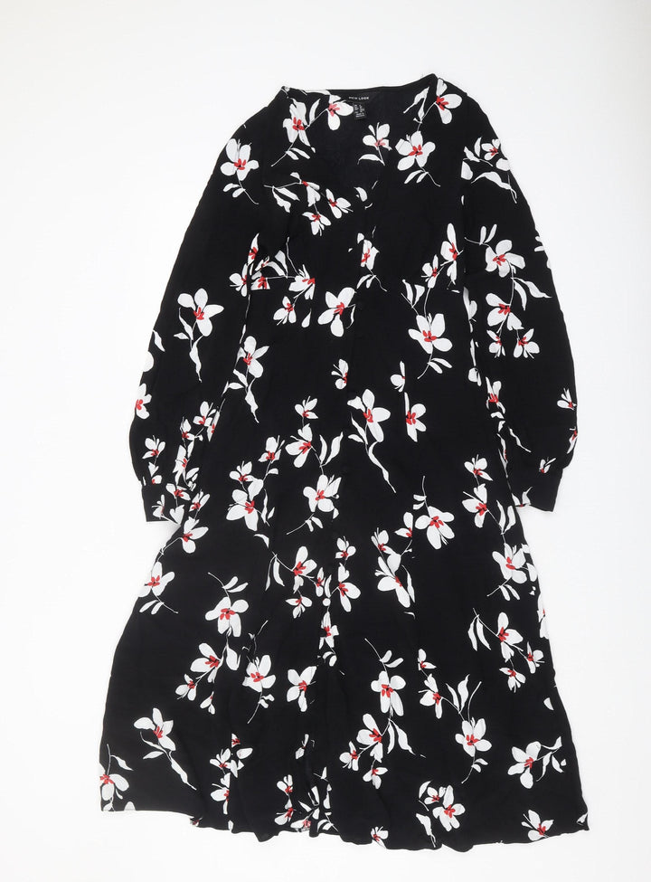 New Look Women's Black Floral Dress Size 8