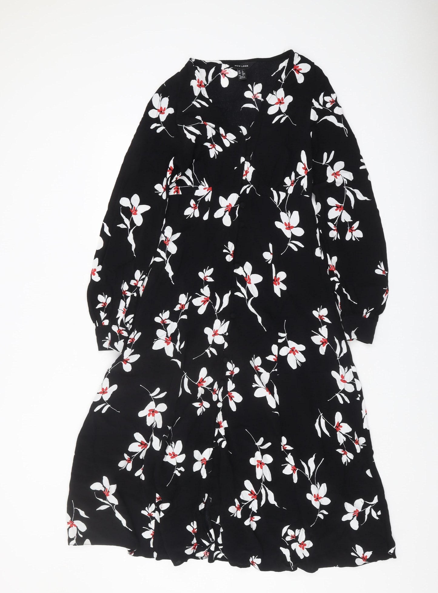 New Look Women's Black Floral Dress Size 8