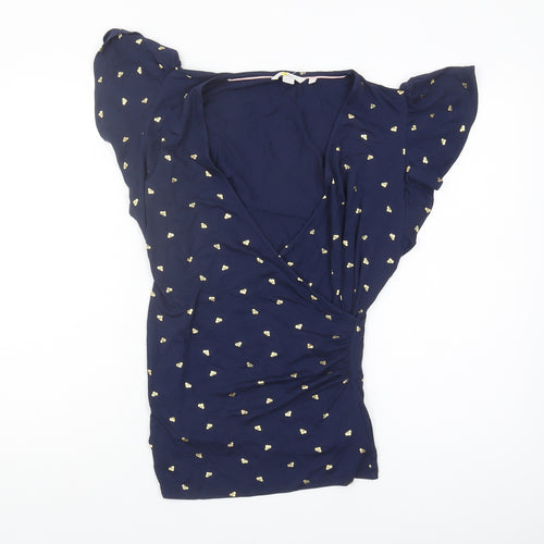 Boden Women's Blue Wrap Top, Size 14
