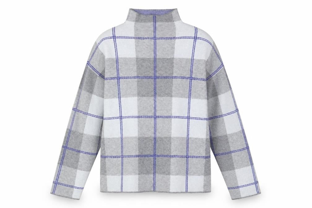 Front view of Rachel Zoe Women's Grey Plaid jumper - M