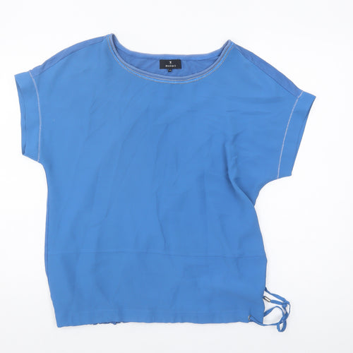 Monari Women's Blue Blouse, Size 12, Short Sleeve