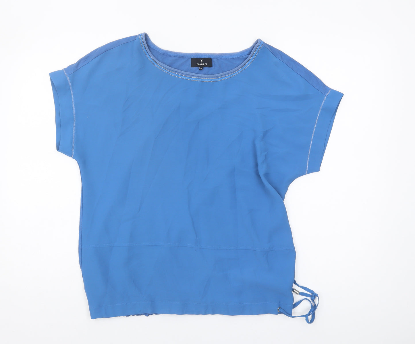 Monari Women's Blue Blouse, Size 12, Short Sleeve