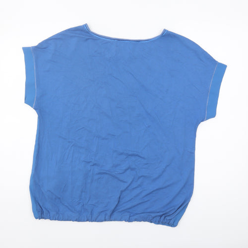 Monari Women's Blue Blouse, Size 12, Short Sleeve