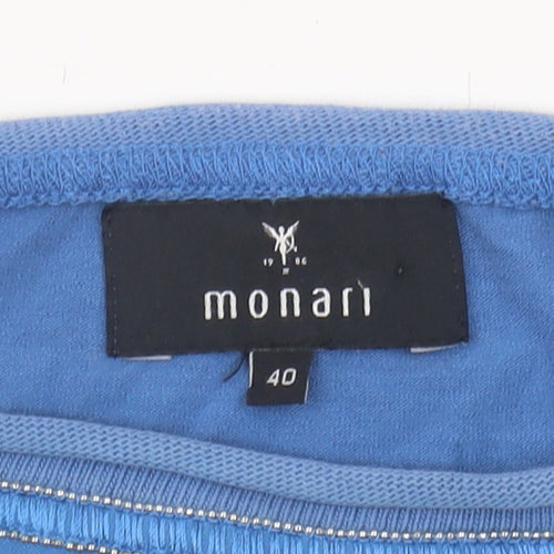 Monari Women's Blue Blouse, Size 12, Short Sleeve