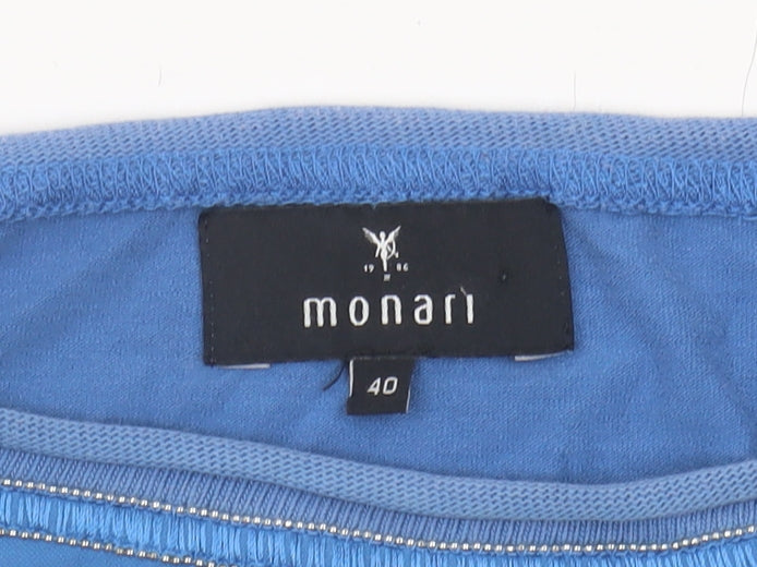 Monari Women's Blue Blouse, Size 12, Short Sleeve