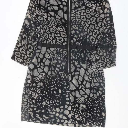 Topshop Women's Black Animal Print Shift Dress UK 10