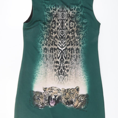 Boske Women's Green Animal Print Sleeveless Dress