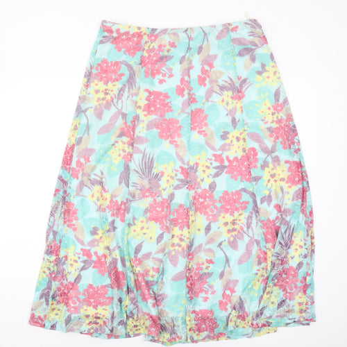 Marks and Spencer Women's Floral Midi Skirt, Size 14, A-Line Style