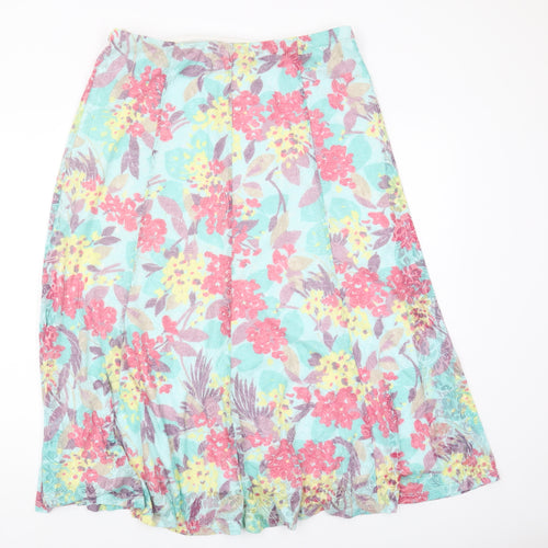 Marks and Spencer Women's Floral Midi Skirt, Size 14, A-Line Style