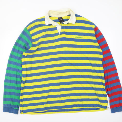 iets frans Men's Multicoloured Striped Polo Shirt M
