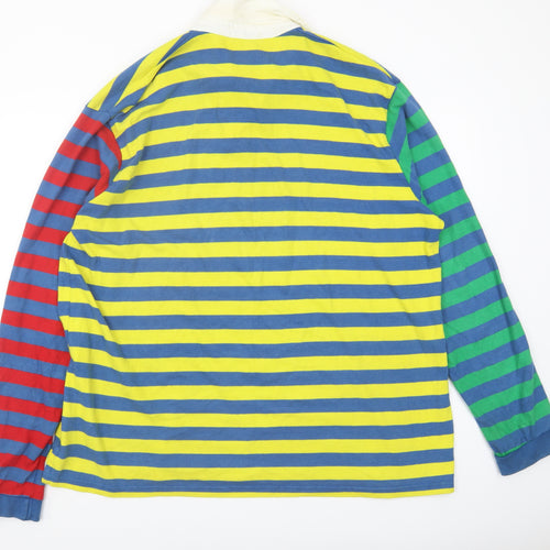iets frans Men's Multicoloured Striped Polo Shirt M