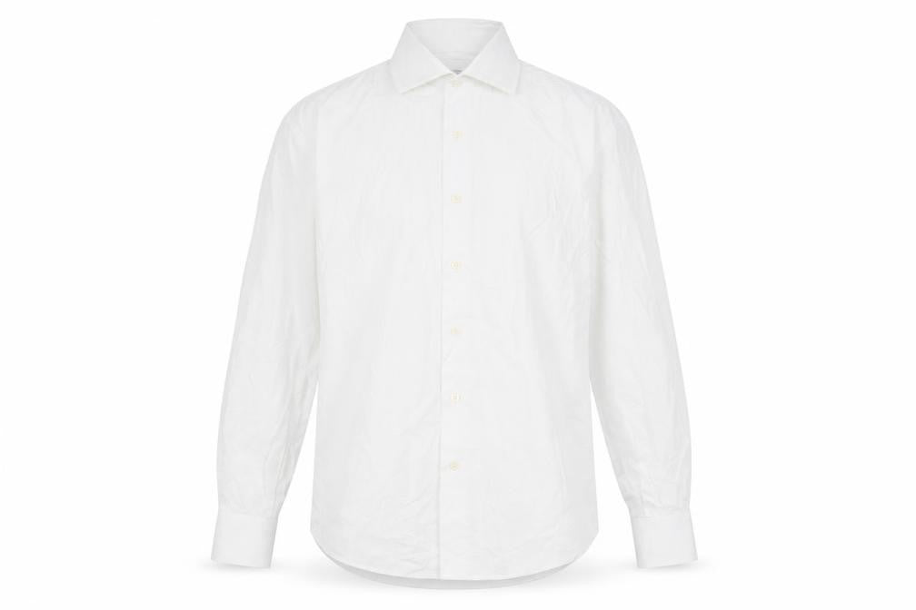 Front view of Désirée Men's White Casual Cotton Button-Up Shirt