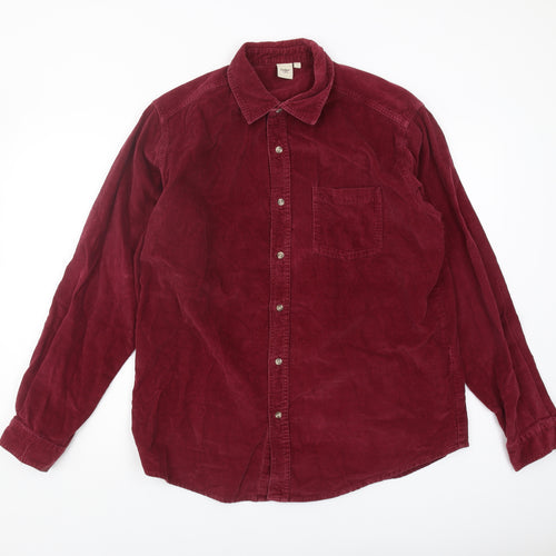 Cotton Traders Men's Red Corduroy Long Sleeve Shirt L