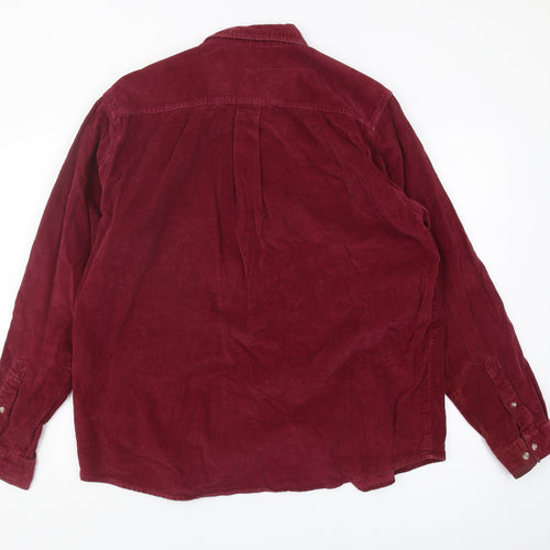 Cotton Traders Men's Red Corduroy Long Sleeve Shirt L
