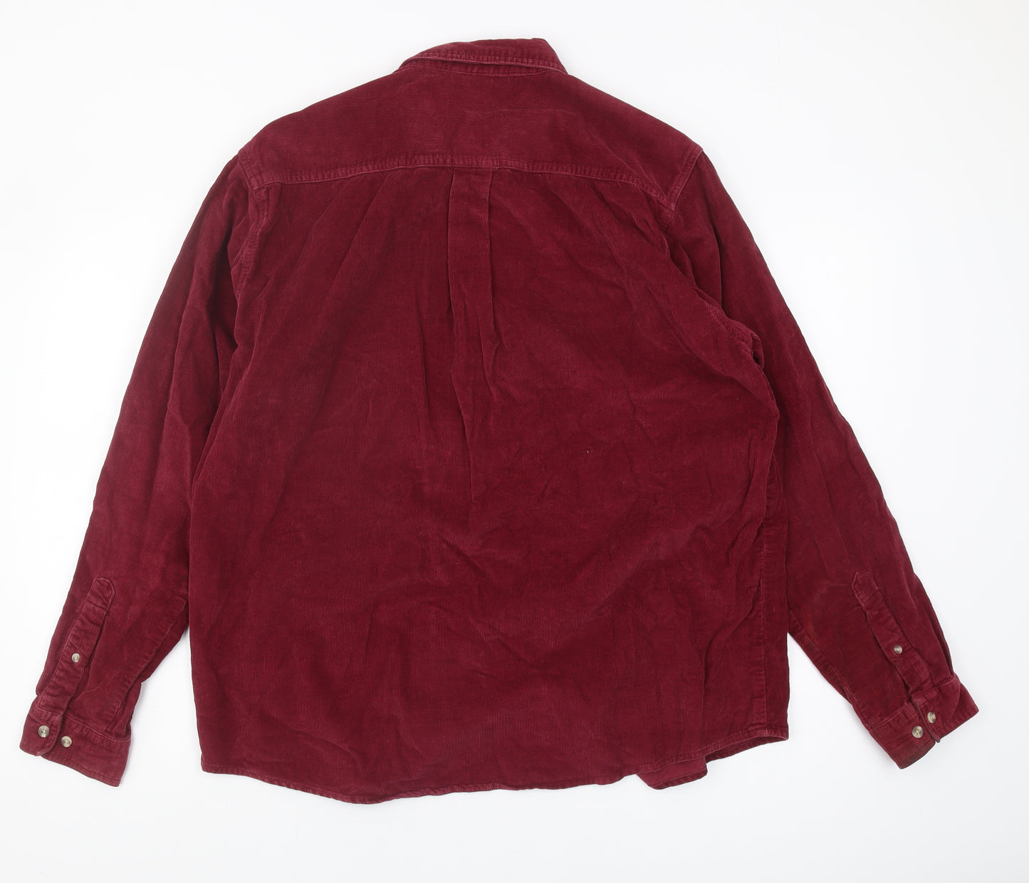 Cotton Traders Men's Red Corduroy Long Sleeve Shirt L