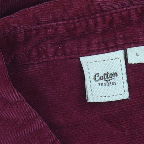 Cotton Traders Men's Red Corduroy Long Sleeve Shirt L