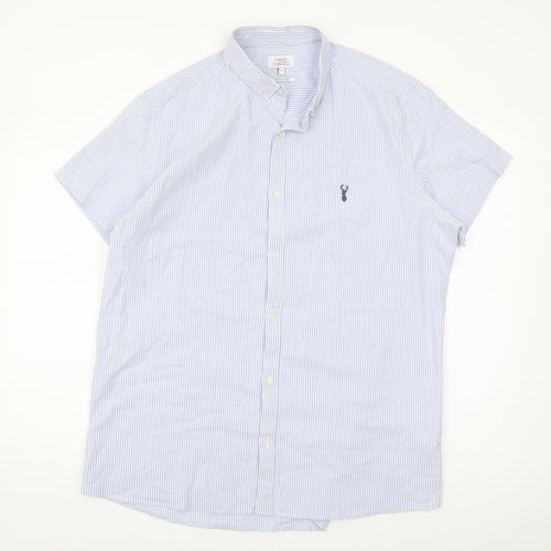 Next Men's Blue XL Striped Button-Up Shirt Casual